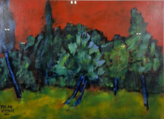 Acryl schilderij op papier, Maya Wildevuur, Toscane, 2000